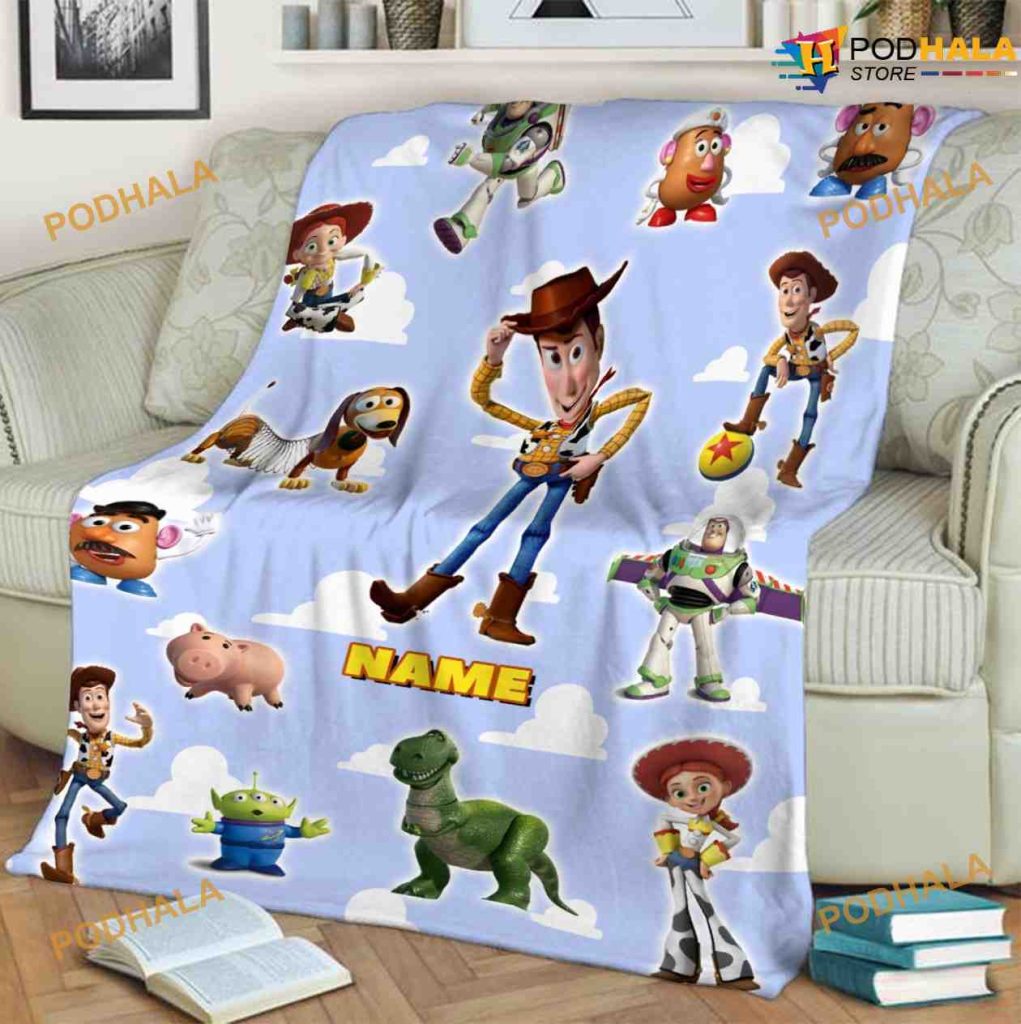 Custom Name Toy Story Fleece Blanket, Toy Story Characters Blanket