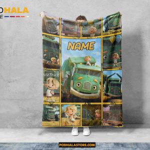Custom Name Trash Truck Disney Blanket, Disney Cartoon Fleece Quilt