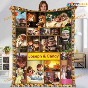 Custom Name UP Carl And Ellie Fleece Blanket, UP Movie Lovers Gift