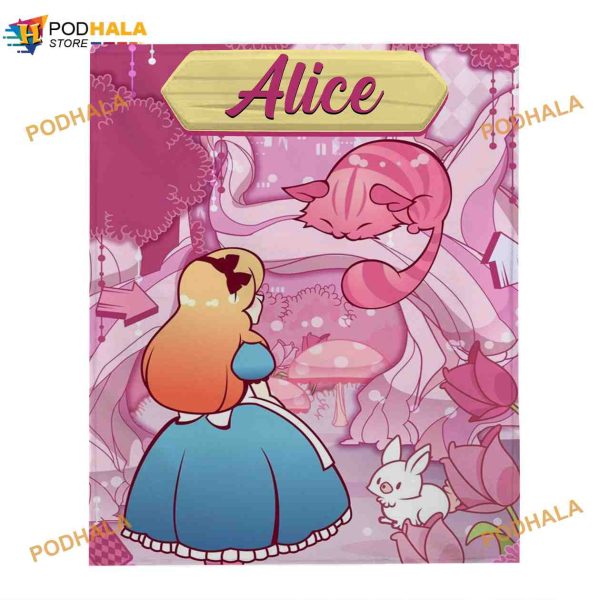 Customized Alice In Wonderland Blanket, Alice Blanket, Disney Blanket, Cheshire Cat
