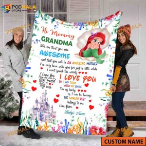 Customized Ariel Mermaid Fleece Blanket, Disney Gift Ideas For Mother