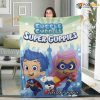Customized Bubble Guppies Fleece Blanket, Personalized Name Bubble Guppies Cartoon Blanket