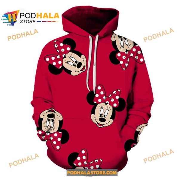Cute Minnie Mouse Face Cartoon 3D Hoodie Sweatshirt Shirt