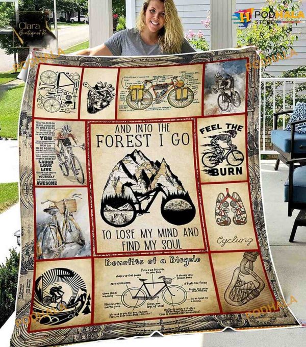 Cycling Keep Calm And Bike On And Into Fleece Blanket, Christmas Gifts