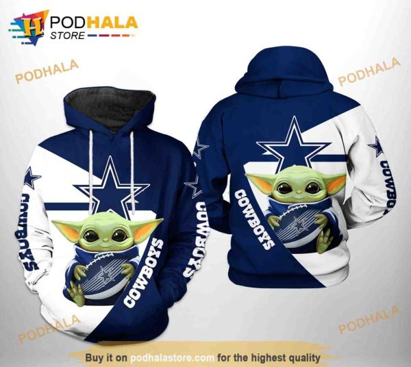 Dallas Cowboys NFL Baby Yoda Team 3D Hoodie Sweatshirt
