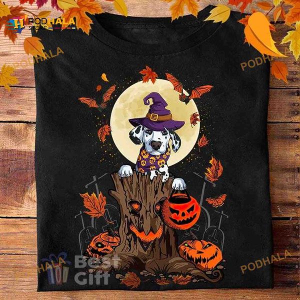 Dalmatian Witch Pumpkin Halloween Shirt, Halloween Gift Ideas