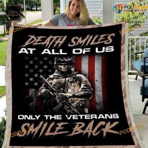 Death Smiles At Us All Only The Veterans Smile Back Fleece Blanket