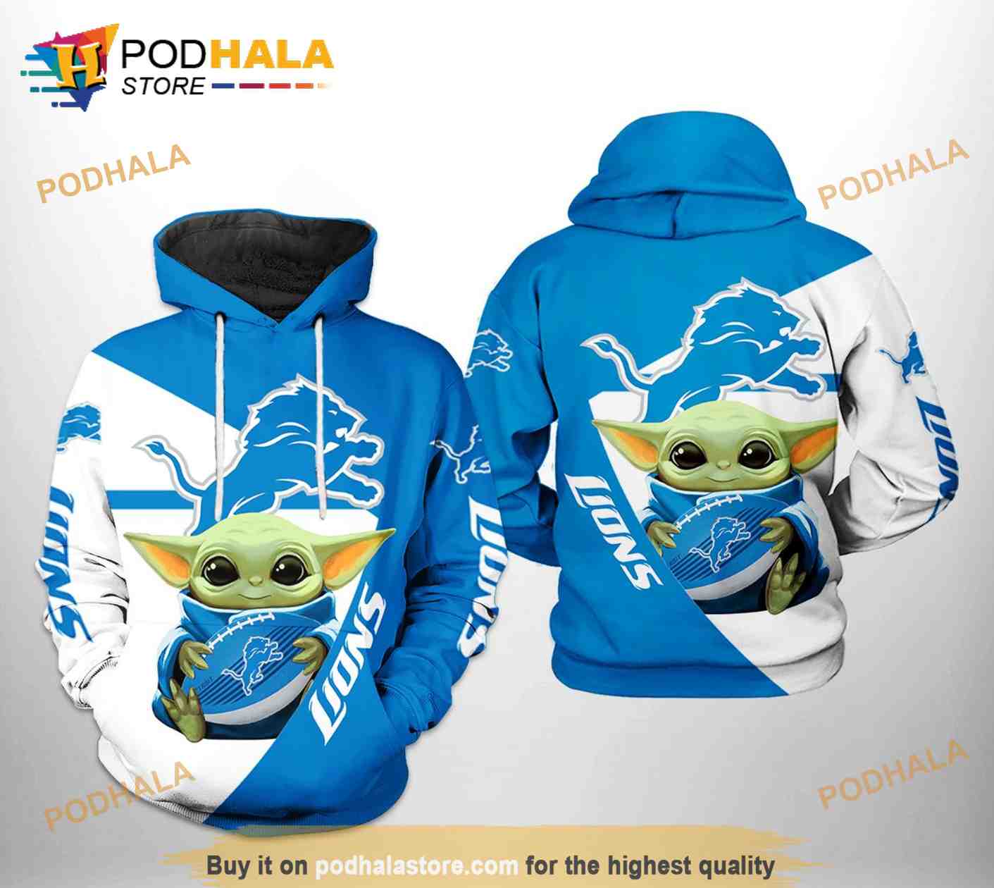 Detroit Lions NFL Baby Yoda Team 3D Hoodie Sweatshirt - Bring Your Ideas,  Thoughts And Imaginations Into Reality Today