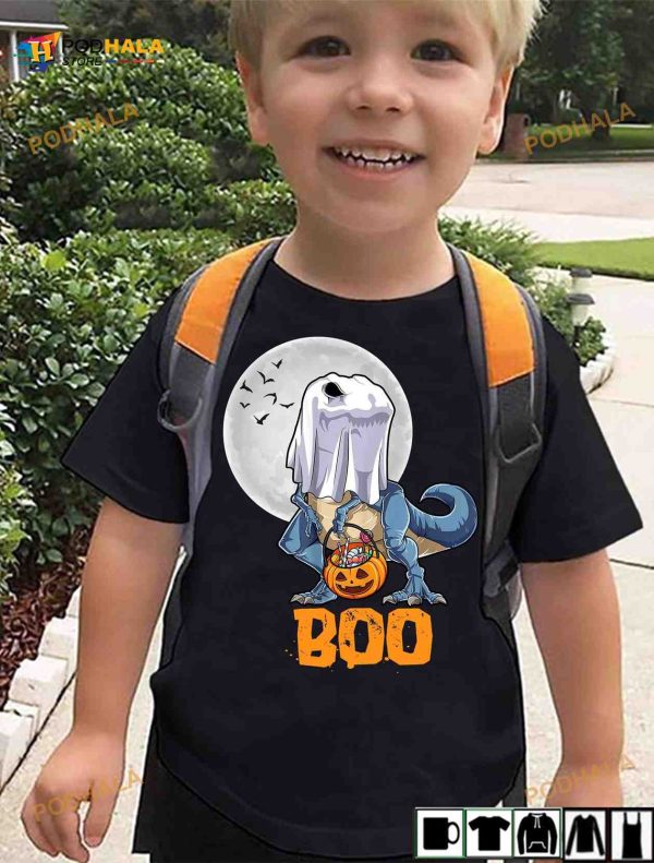 Dinosaur Ghost Trick Or Treat Halloween Costume Boo Shirt Hoodie