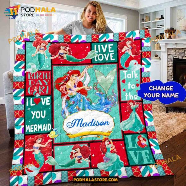 Disney Ariel The Little Mermaid Cartoon Disney Blanket, Disney Ariel Quilt