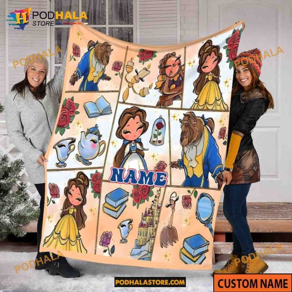 Disney Beauty and The Beast Fleece Blanket, Belle Disney Princess Sofa Blanket