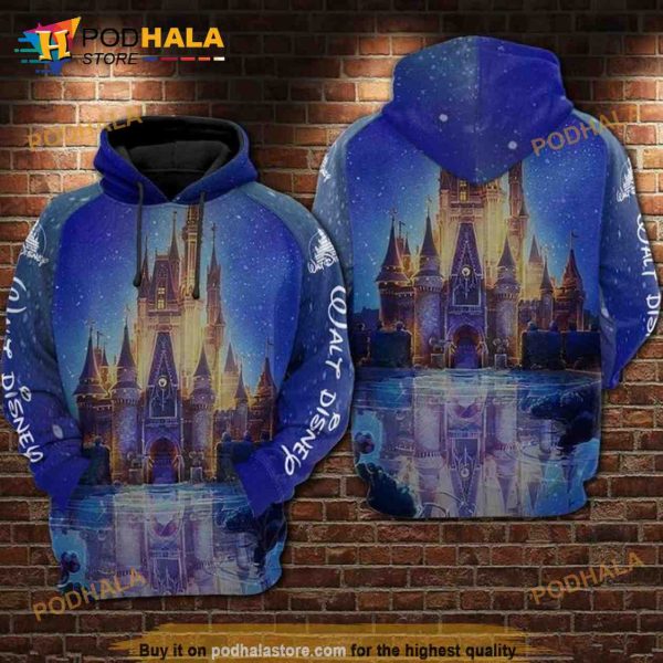 Disney Castle Over Print 3d Hoodie Sweatshirt