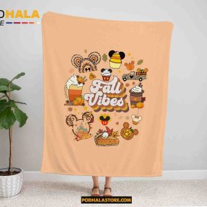Disney Fall Mickey Fleece Blanket, Mickey Mouse Ears Blanket, Disney Halloween Gift