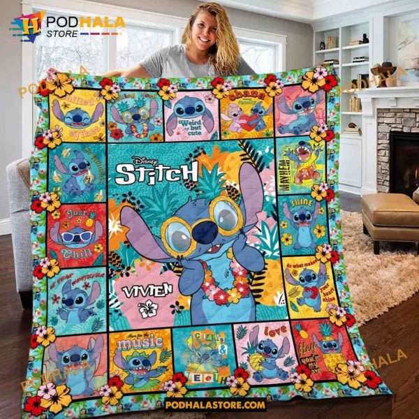 Disney Lilo And Stitch Quilt, Personalized Custom Stitch Hawaii Blanket