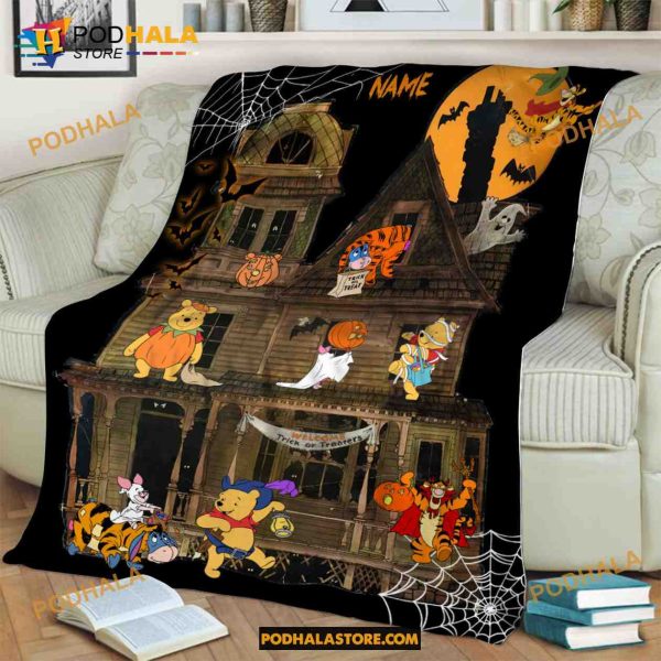 Disney Pooh Halloween Fleece Blanket, Disneyland Halloween Vacay Quilt