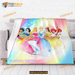 Disney Princess Custom Name Blanket, Disney Princess Gifts