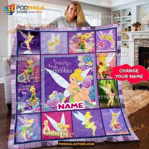 Disney Tinkerbell Fleece Blanket, Tinker bell Water bottle, Disney Gift Ideas