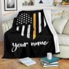 Dispatcher Thin Gold Line Hearts American Flag Fleece Blanket, Quilt