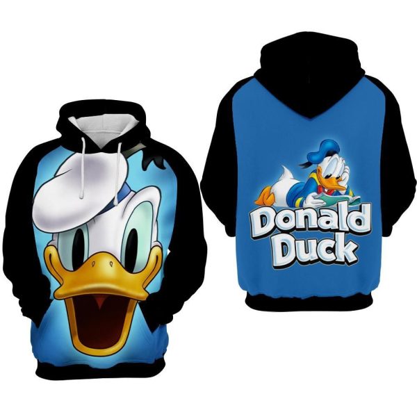 Donald Duck Blue Over Print 3D Hoodie Sweatshirt