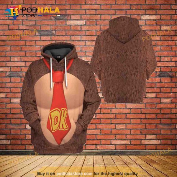 Donkey Kong 3D Hoodie Sweatshirt, Mario Video Game Gift For Fans