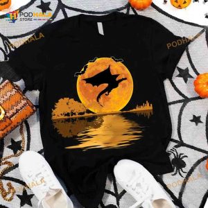 Dragon Red Moon Bats Guitar Lake Halloween Shirt Hoodie
