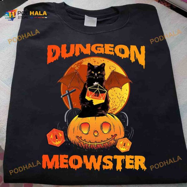 Dungeon Meowster Dungeons And Dragons Black Cat Bat Halloween Shirt Hoodie