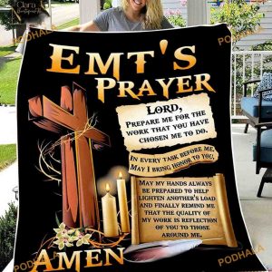 Emt's Prayer Amen Fleece Blanket, Christian Bible Verse Blanket