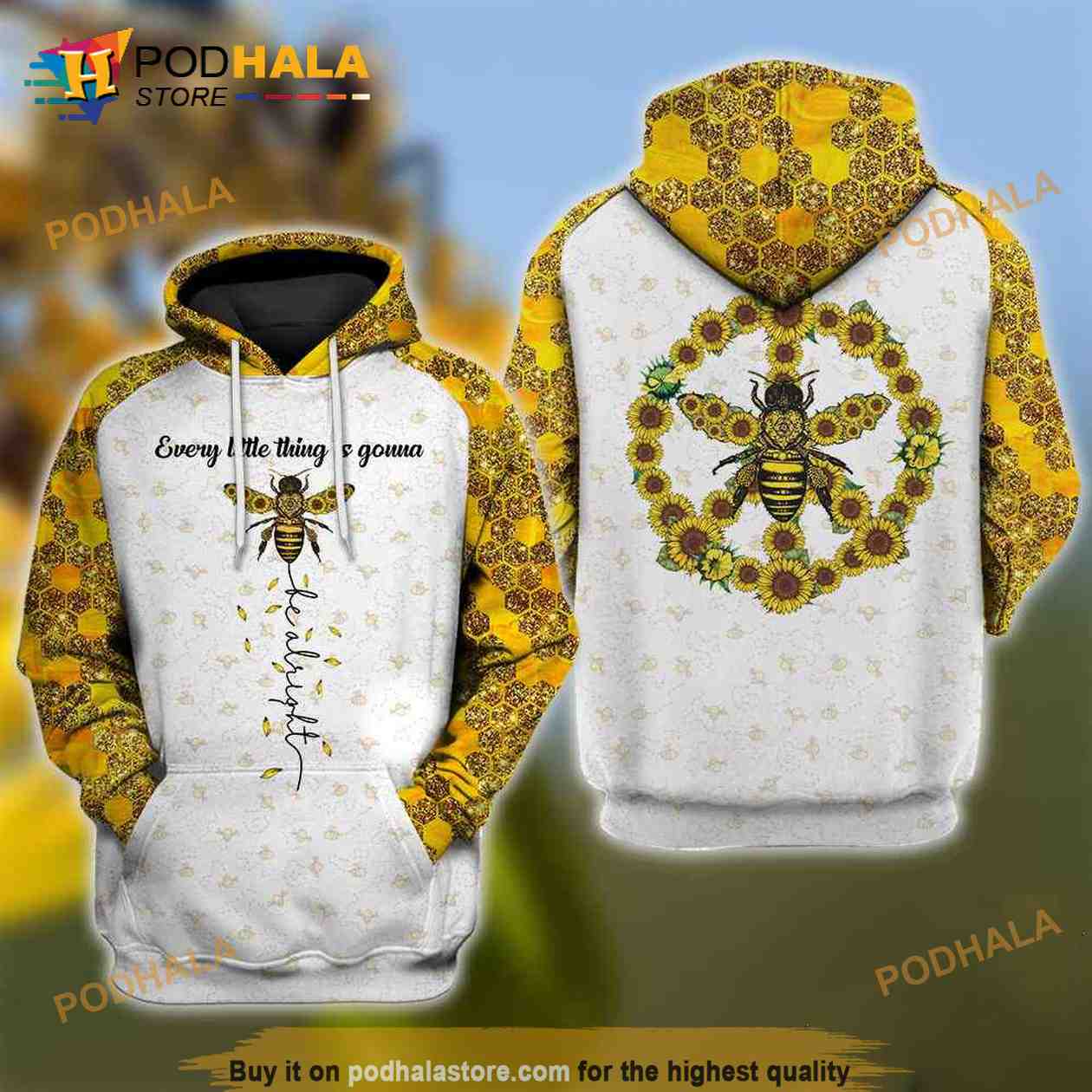 MADE TO ORDER Hand Painted Bleach Hoodie Sunflower With Bees 