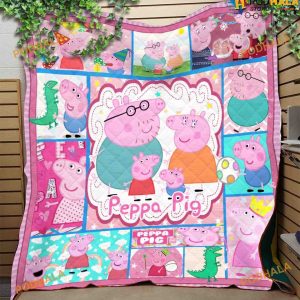 Family Pig Disney Quilt, Family Pig Fleece Blanket, Christmas Gifts