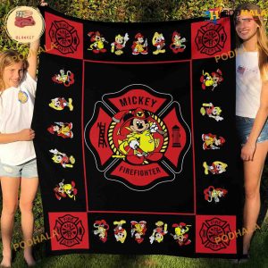Firefighter Mickey Fleece Blanket, Quilt, Christmas Gift For Firefighters