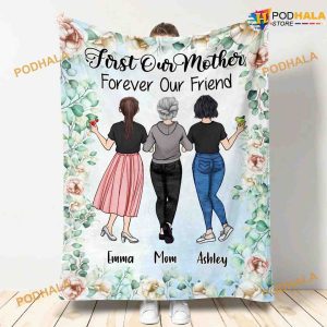 First My Mother Forever My Friend - Personalized Mother's Day Mother Fleece Blanket, Quilt