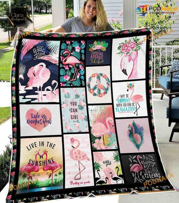 Flamingo Gift Fleece Blanket, Quilt, Wildlife Animals Lovers Quilt