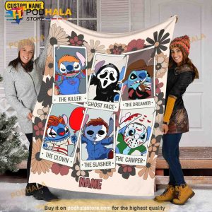 Floral Stitch Cosplay Horror Characters Blanket Disney Halloween Blanket and Quilt 2