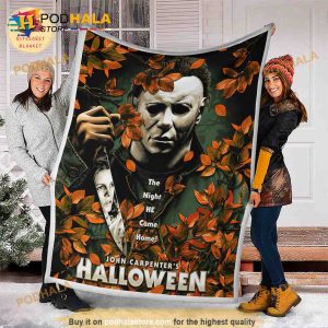 Flower Halloween Michael Myers Fleece Blanket Michael Myers Blanket Halloween Quilt 2