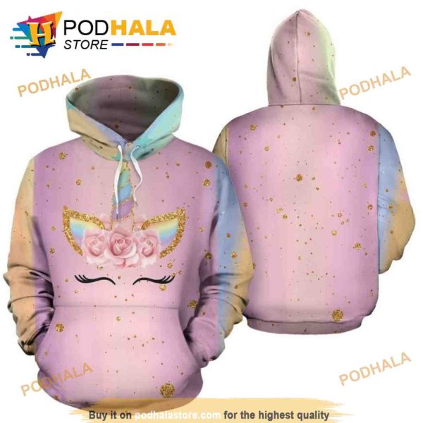 Funny 3D Unicorn All Over Print AOP 3D Hoodie, Christmas Gifts