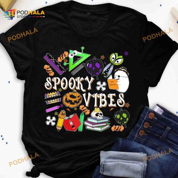 Funny Learning Tools Halloween Costume Spooky Vibes Shirt Hoodie For Teachers