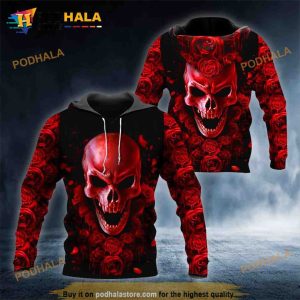 Ghost Rose Blood Skull 3D Hoodie Sweatshirt, Halloween Gift Ideas