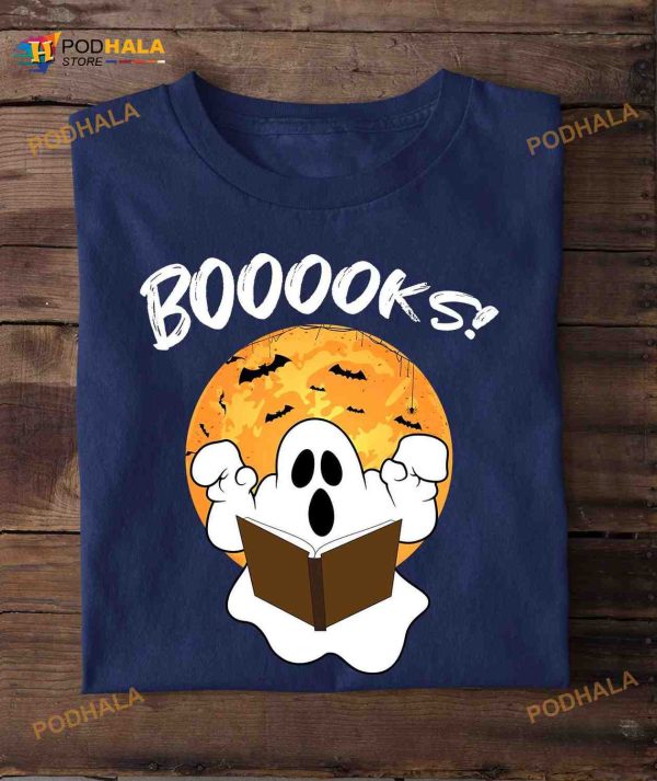 Ghost White Read Book Halloween Book Gift Boooooks! Shirt Hoodie