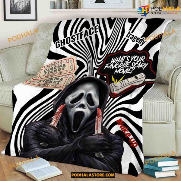 Ghostface Horror Movies Halloween Blanket, Scream Movie No You Hang Up Fleece Blanket