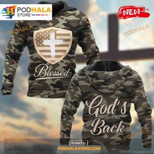 God's Blessed Got My Back Army Jesus Over Printed Sweatshirt 3D Hoodie 3