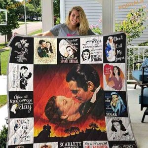 Gone With The Wind Quilt, Scarlett O'Hara Rhett Butler Fleece Blanket, Christmas Gifts
