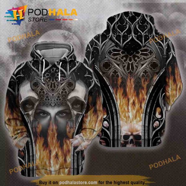 Gothic Gray 3D Hoodie Sweatshirt, Christmas Gift For Women Men