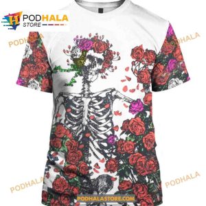 Grateful Dead Skull Skeleton Rose Halloween Women Men AOP Tee Hoodie Sweatshirt 3D 1