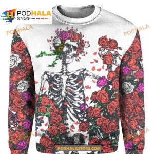 Grateful Dead Skull Skeleton Rose Halloween Women Men AOP Tee Hoodie Sweatshirt 3D 3