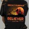 Great Pumpkin Believer Halloween Witch Costume Dachshund Riding Broom Shirt