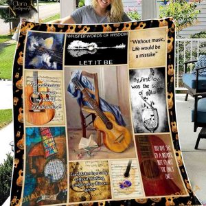 Guitar Home Decor Fleece Blanket, Guitar Quilt Gift, Christmas Gifts For Guitarist