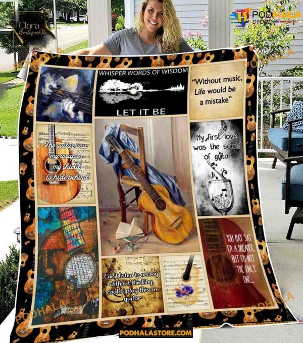 Guitar Home Decor Fleece Blanket, Guitar Quilt Gift, Christmas Gifts For Guitarist