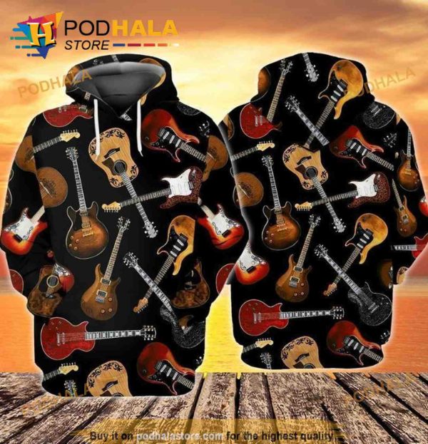 Guitars Funny All Over Print 3D Hoodie Sweatshirt, Christmas Gifts