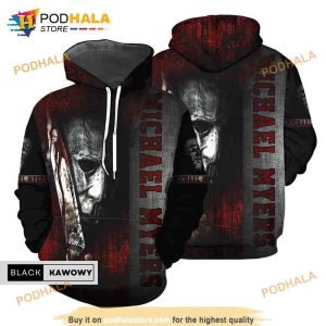 Halloween All Over Printed Michael Myers 3D Hoodie Sweatshirt, Scary Movie Hoodie
