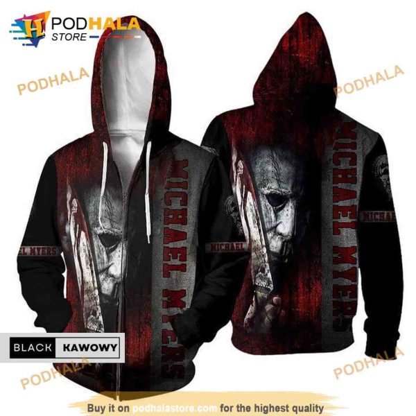 Halloween All Over Printed Michael Myers 3D Hoodie Sweatshirt, Scary Movie Hoodie